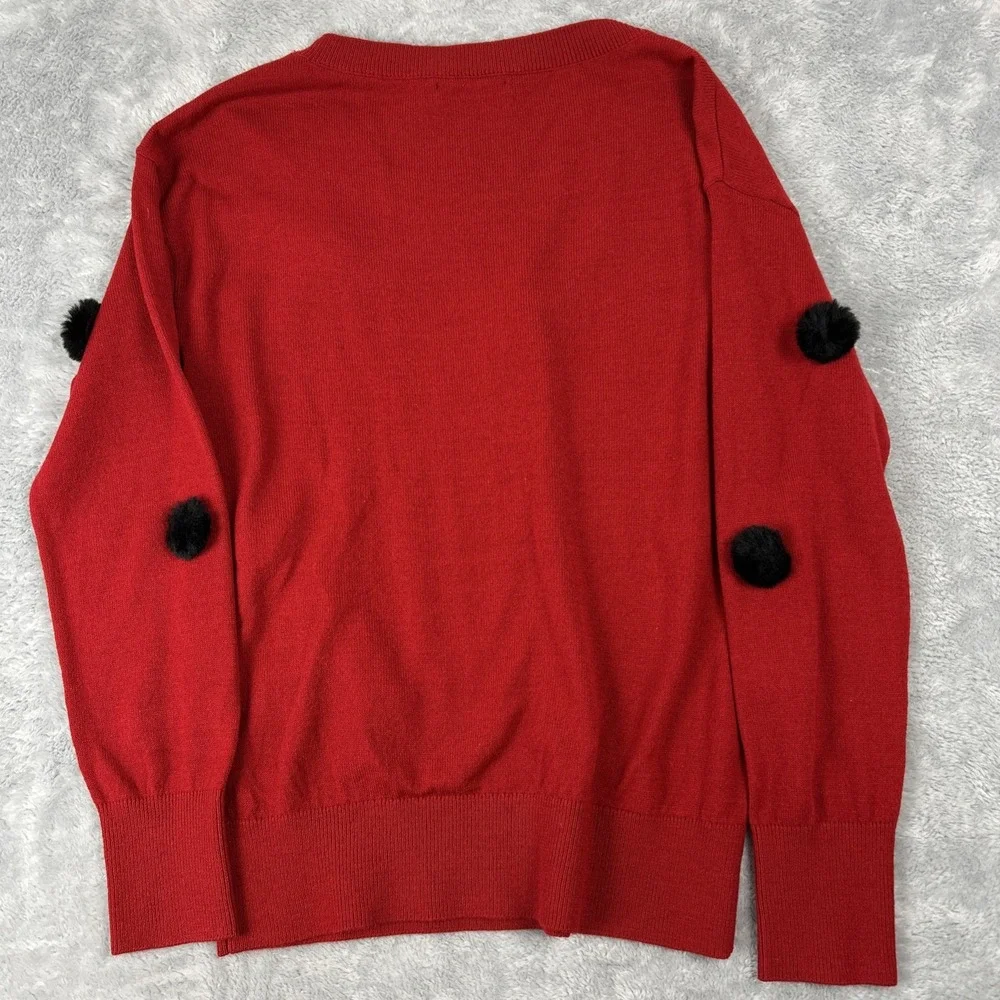NY&C Sweater Women's Large Holiday Christmas Party Caroling‎ Cheer Red Black
